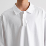 Oversized Cropped Piqué Polo Shirt [White]