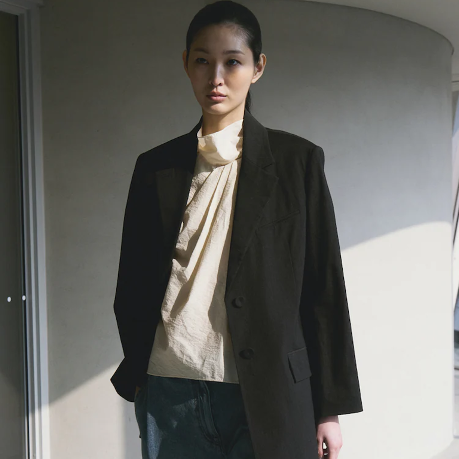KUHO [Archi Blazer] Linen Stretch Tailored Jacket - Black