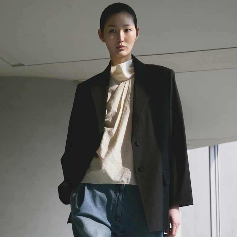 KUHO [Archi Blazer] Linen Stretch Tailored Jacket - Black