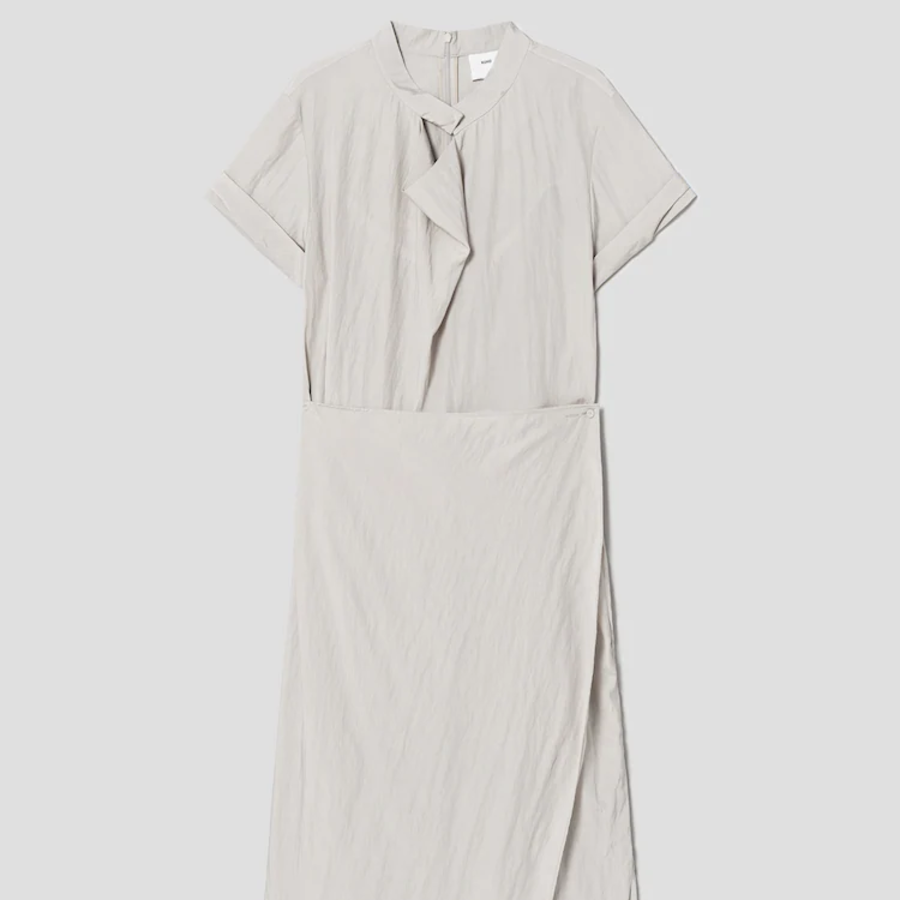 KUHO Wrap Detail Short Sleeve Dress - Beige