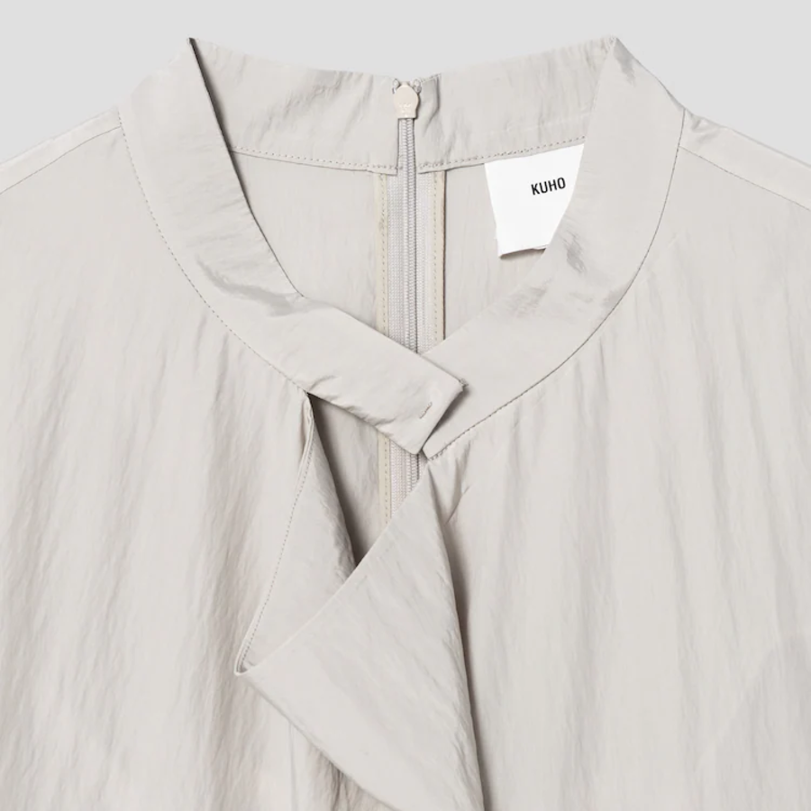 KUHO Wrap Detail Short Sleeve Dress - Beige