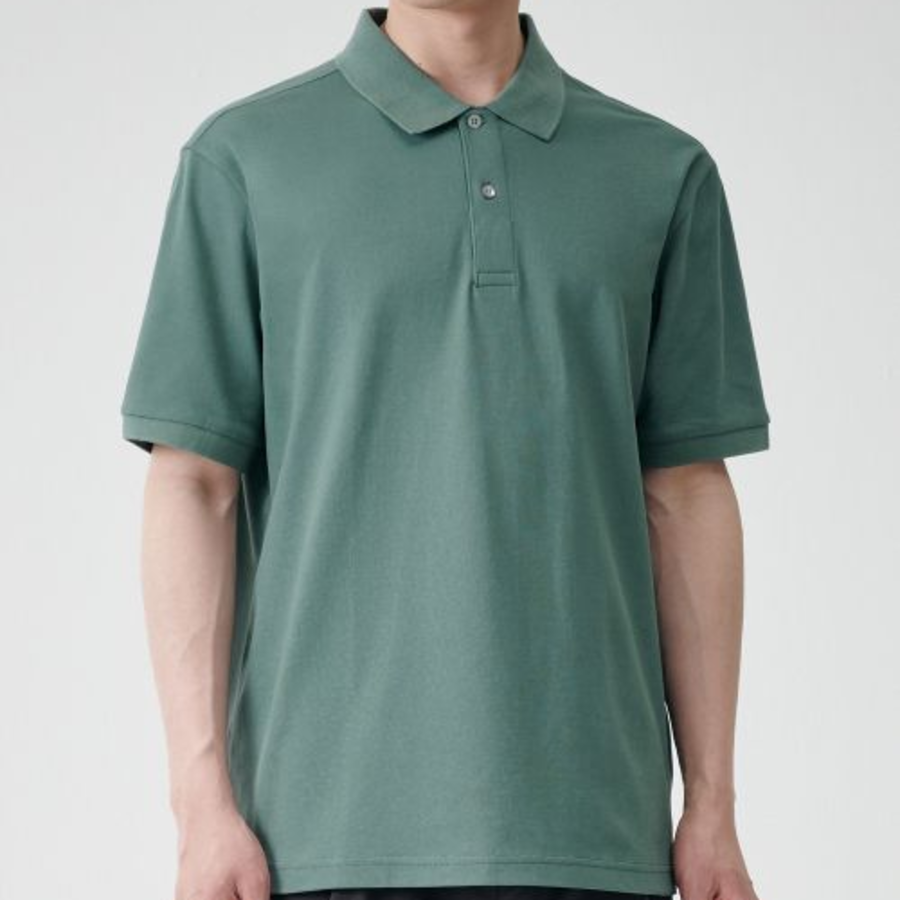 Oversized Cropped Piqué Polo Shirt [Light Khaki]