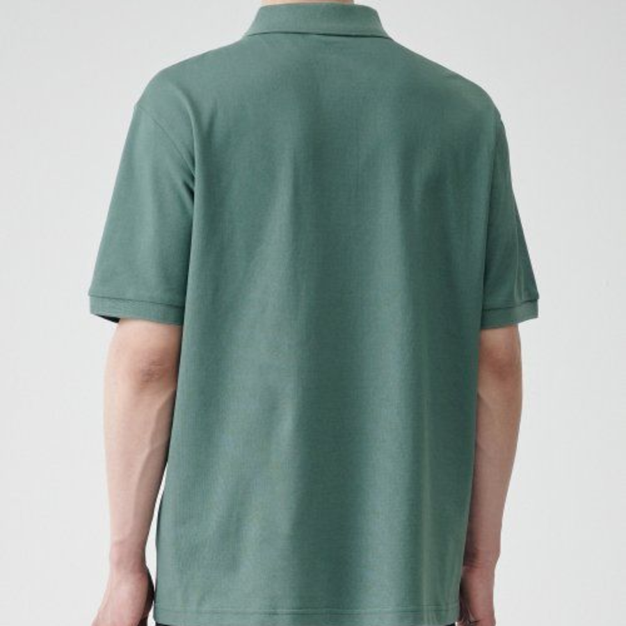 Oversized Cropped Piqué Polo Shirt [Light Khaki]