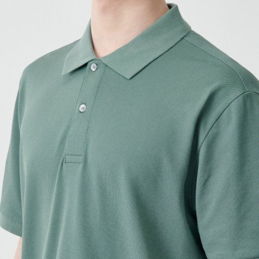 Oversized Cropped Piqué Polo Shirt [Light Khaki]