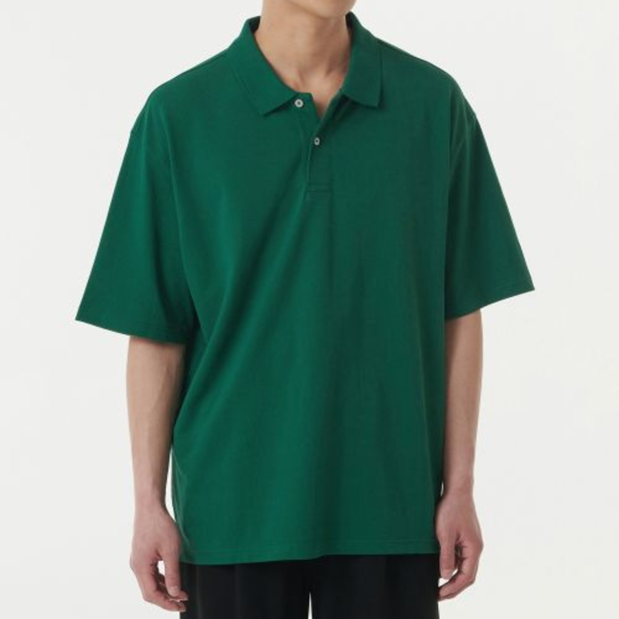 Oversized Piqué Polo Shirt [Green]