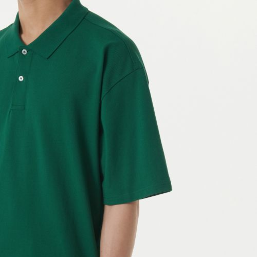 Oversized Piqué Polo Shirt [Green]