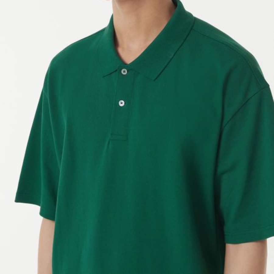 Oversized Piqué Polo Shirt [Green]