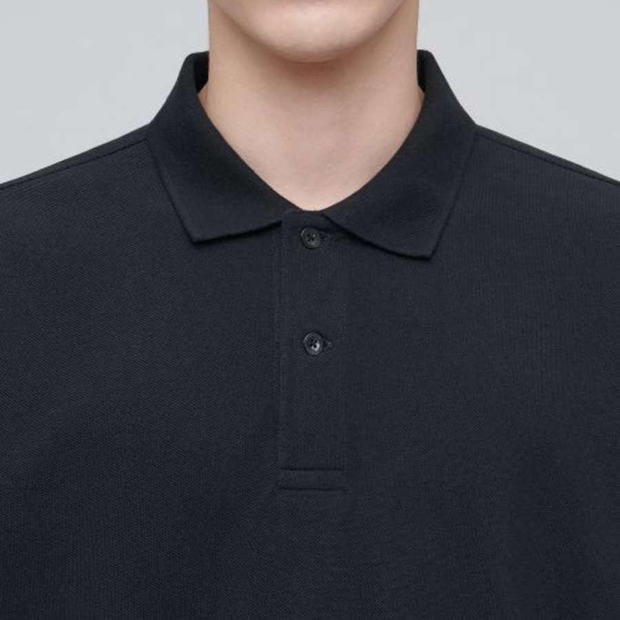 Relaxed Fit Piqué Polo Shirt [Dark Gray]