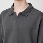 Slit Neck Piqué Polo Shirt [Gunmetal]
