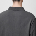 Slit Neck Piqué Polo Shirt [Gunmetal]
