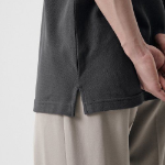 Slit Neck Piqué Polo Shirt [Gunmetal]