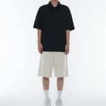 Oversized Piqué Polo Shirt [Black]
