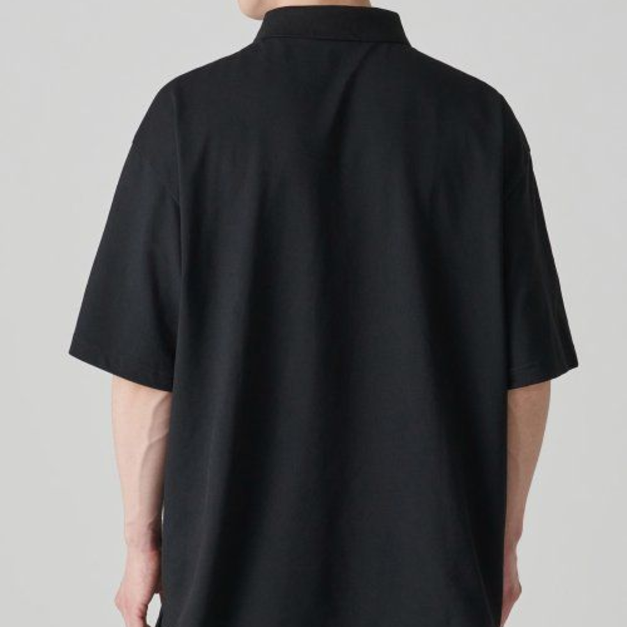 Oversized Piqué Polo Shirt [Black]