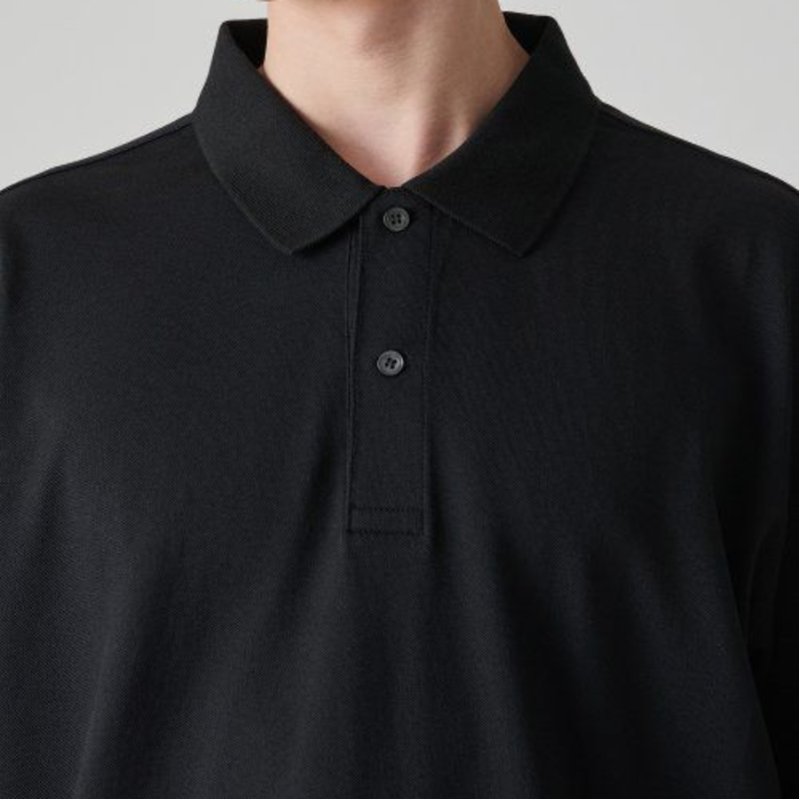 Oversized Piqué Polo Shirt [Black]