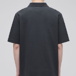 Slit Neck Piqué Polo Shirt [Dark Gray]