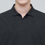 Slit Neck Piqué Polo Shirt [Dark Gray]