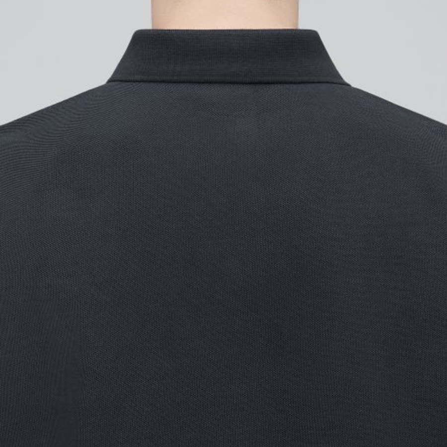 Slit Neck Piqué Polo Shirt [Dark Gray]