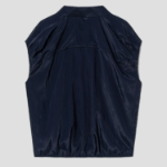 KUHO Collar Neck Short Sleeve Blouse - Navy