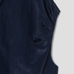 KUHO Collar Neck Short Sleeve Blouse - Navy