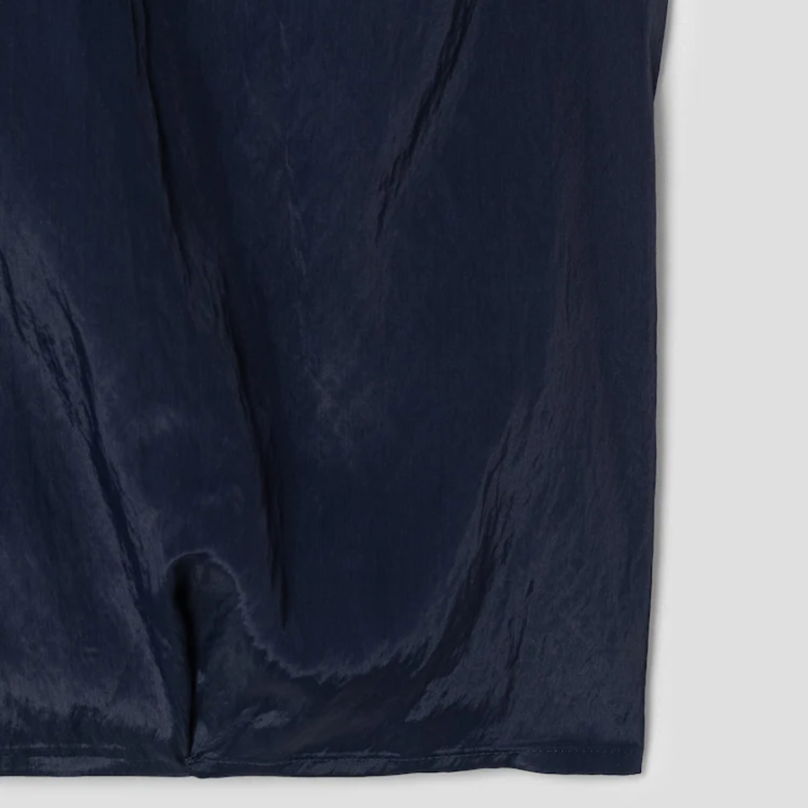 KUHO Collar Neck Short Sleeve Blouse - Navy