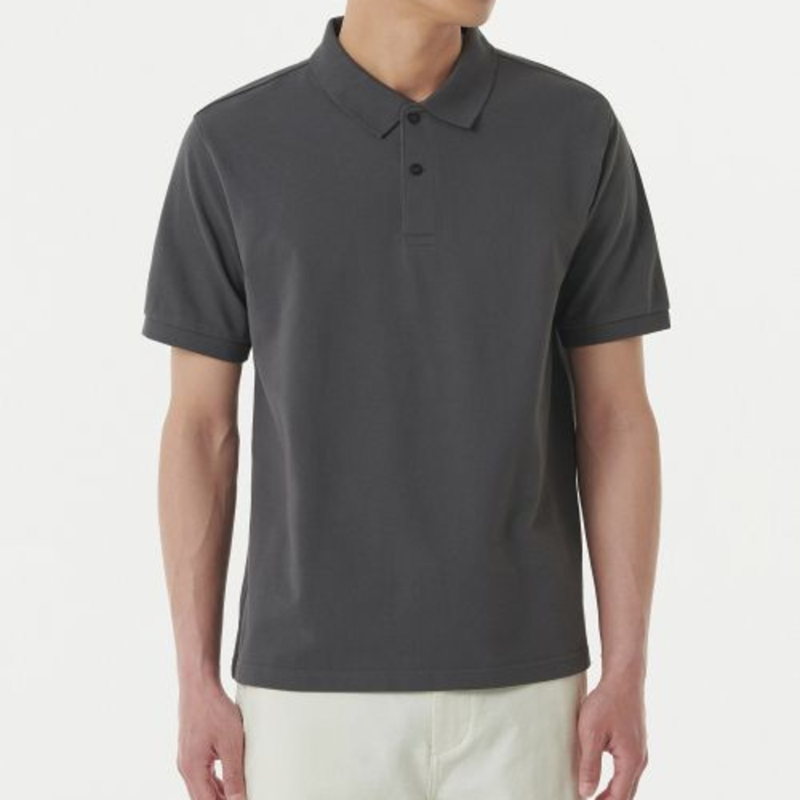 Basic Piqué Polo Shirt [Gunmetal]