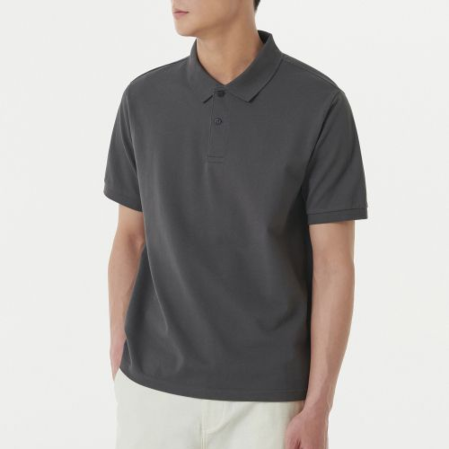 Basic Piqué Polo Shirt [Gunmetal]