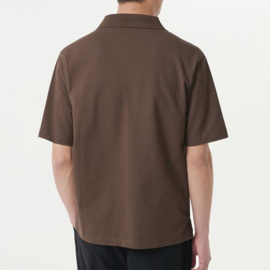 Slit Neck Piqué Polo Shirt [Baroque Brown]