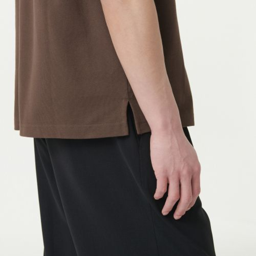 Slit Neck Piqué Polo Shirt [Baroque Brown]
