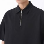 Crease Relaxed Half-Zip Short Sleeve Shirt [Black]