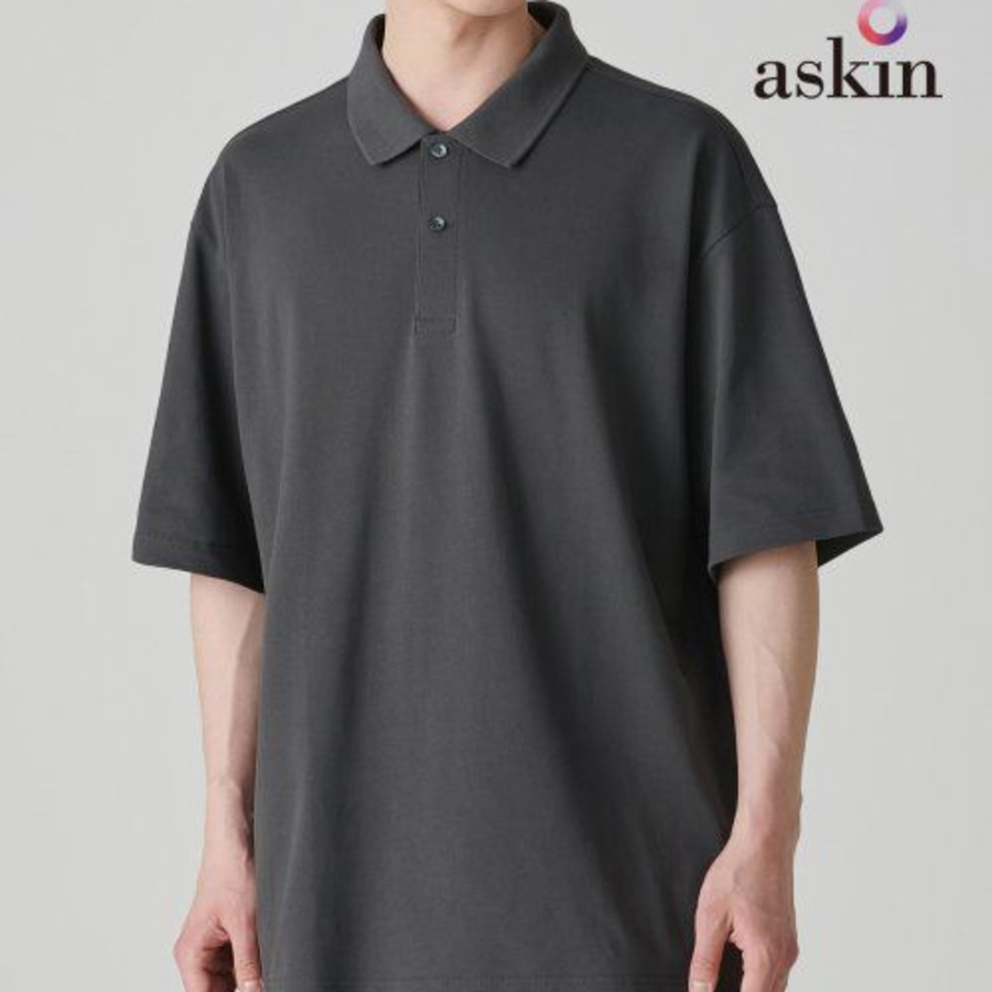 [Cooltandard] Oversized Piqué Polo Shirt [Gunmetal]