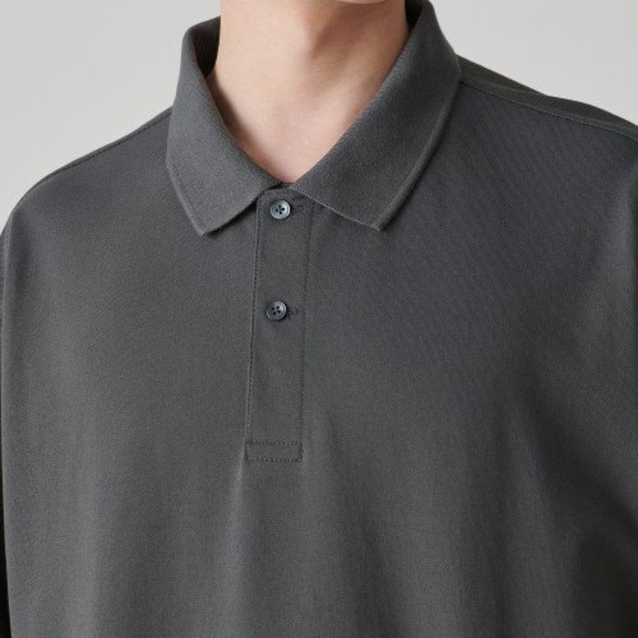 [Cooltandard] Oversized Piqué Polo Shirt [Gunmetal]