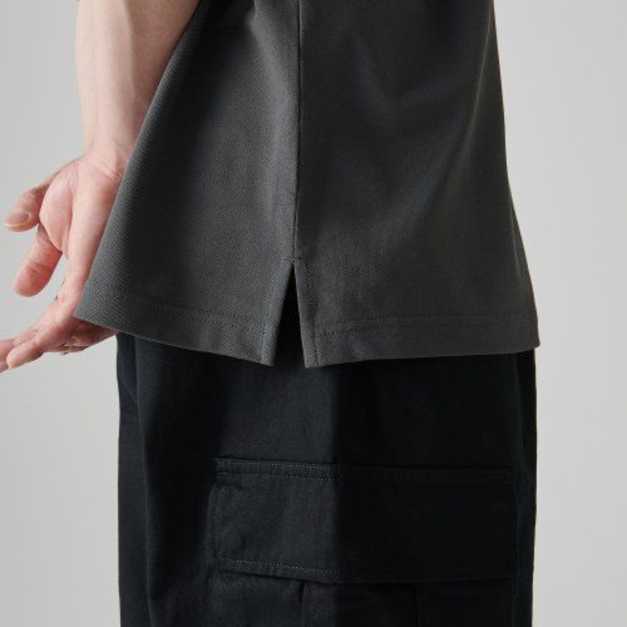 [Cooltandard] Oversized Piqué Polo Shirt [Gunmetal]