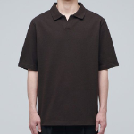 Slit Neck Piqué Polo Shirt [Dark Brown]