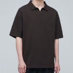 Slit Neck Piqué Polo Shirt [Dark Brown]