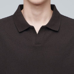 Slit Neck Piqué Polo Shirt [Dark Brown]