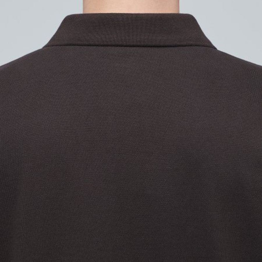 Slit Neck Piqué Polo Shirt [Dark Brown]