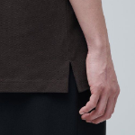 Slit Neck Piqué Polo Shirt [Dark Brown]