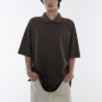 [Cooltandard] Oversized Piqué Polo Shirt [Dusty Brown]