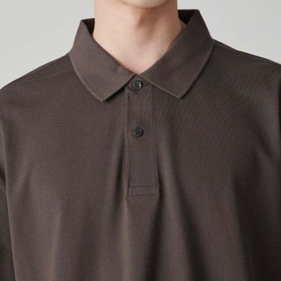 [Cooltandard] Oversized Piqué Polo Shirt [Dusty Brown]