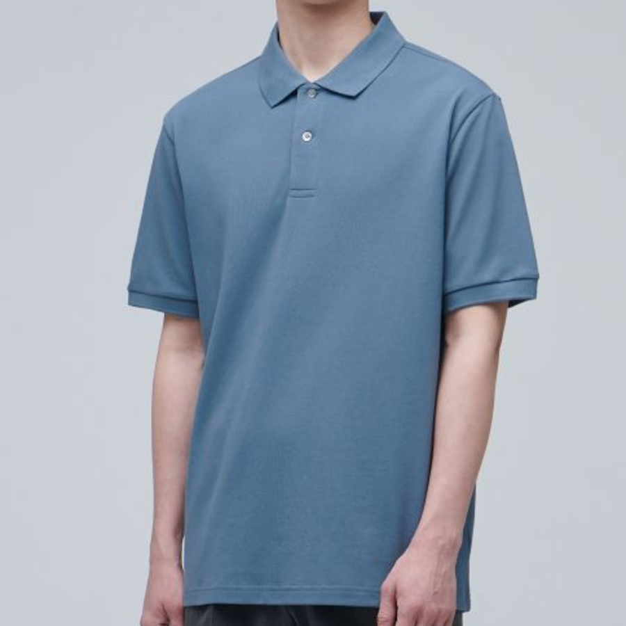 [Cooltandard] Piqué Polo Shirt [Blue Gray]
