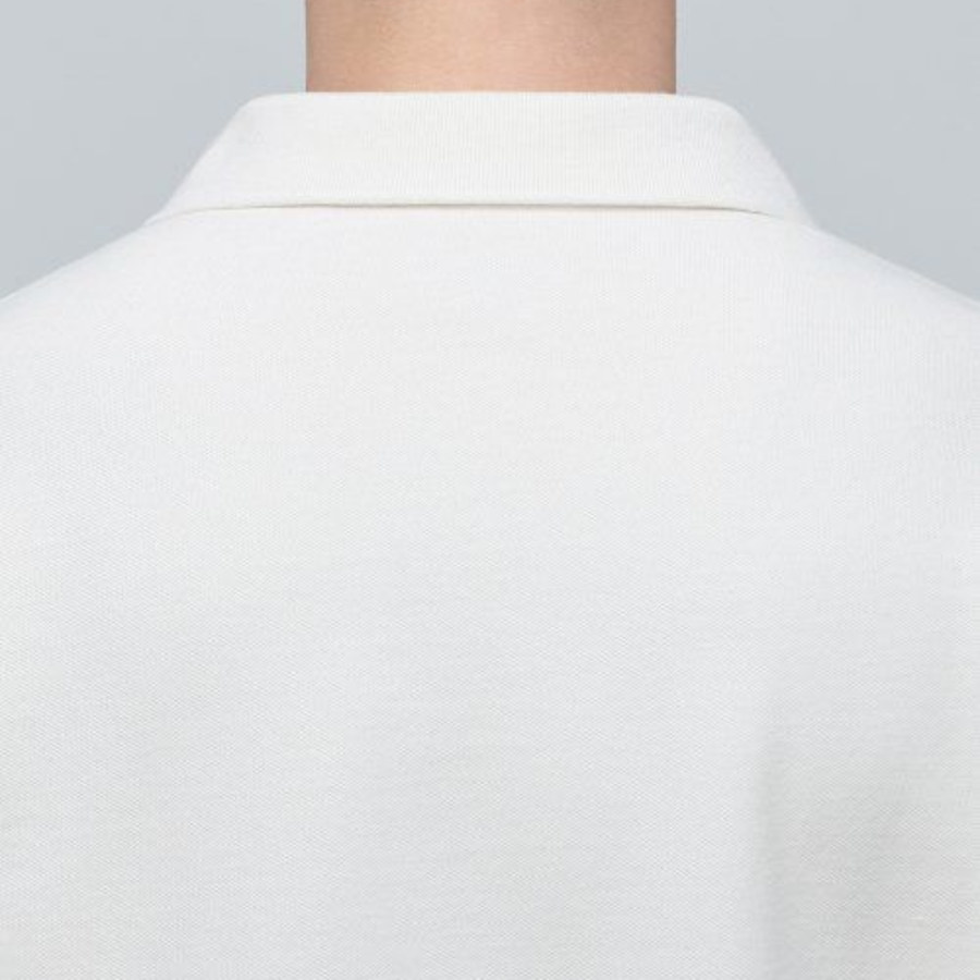 Slit Neck Piqué Polo Shirt [Cream]