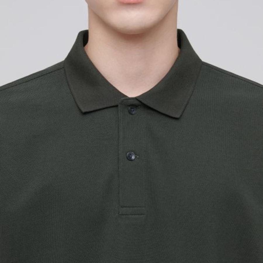 Relax Fit Piqué Polo Shirt [Khaki]
