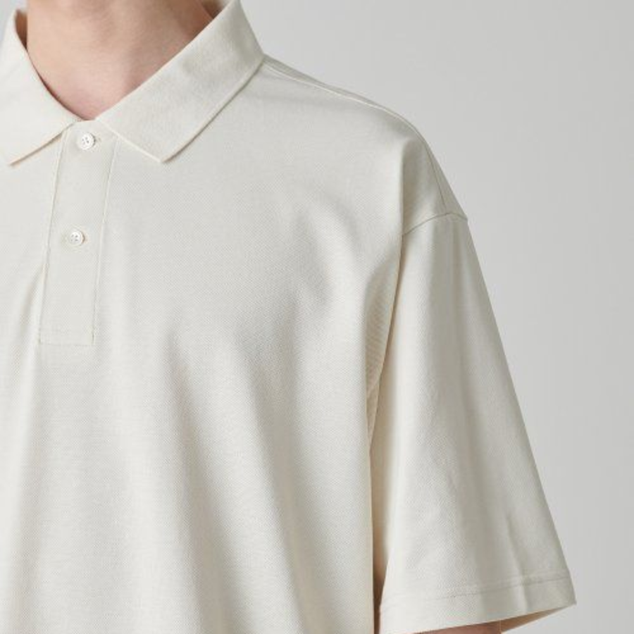 [Cooltandard] Oversize Piqué Polo Shirt [Cream]