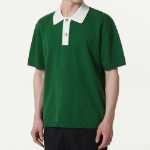 Contrast Collar Knitted Polo Shirt [Irish Green]