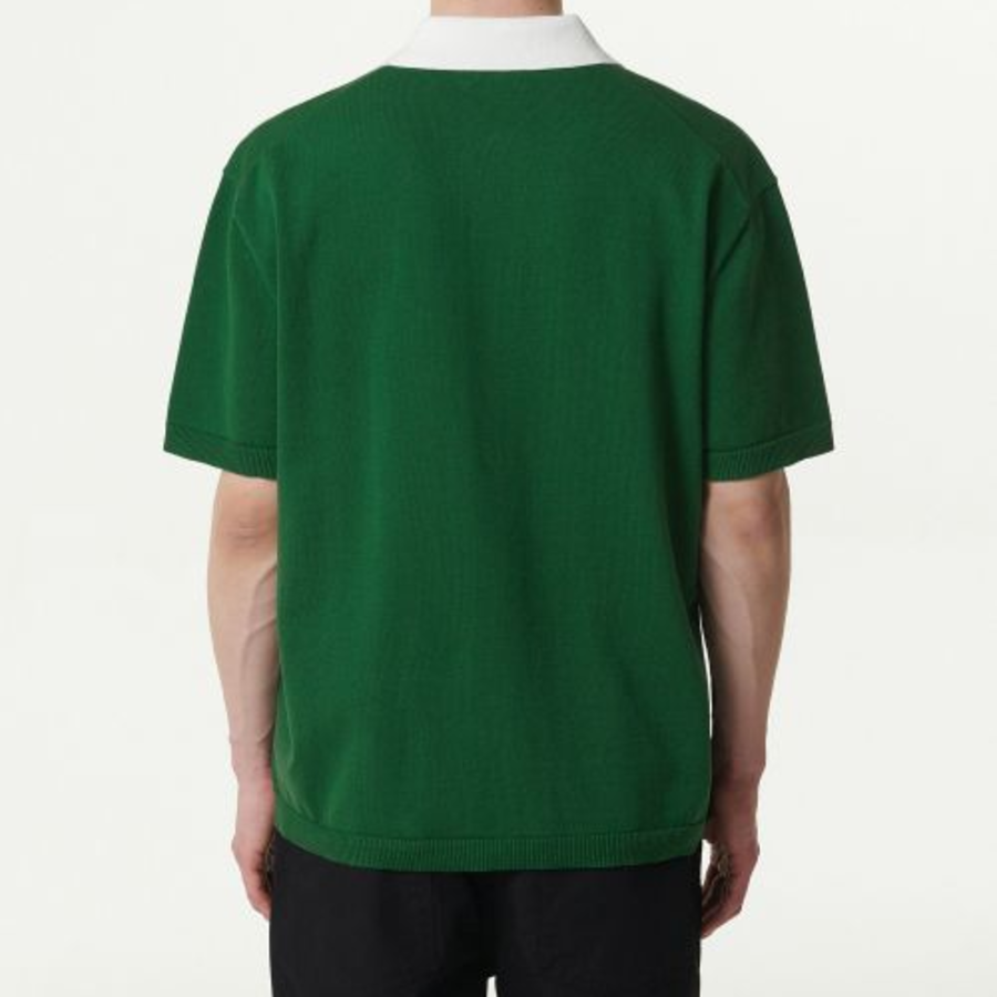 Contrast Collar Knitted Polo Shirt [Irish Green]