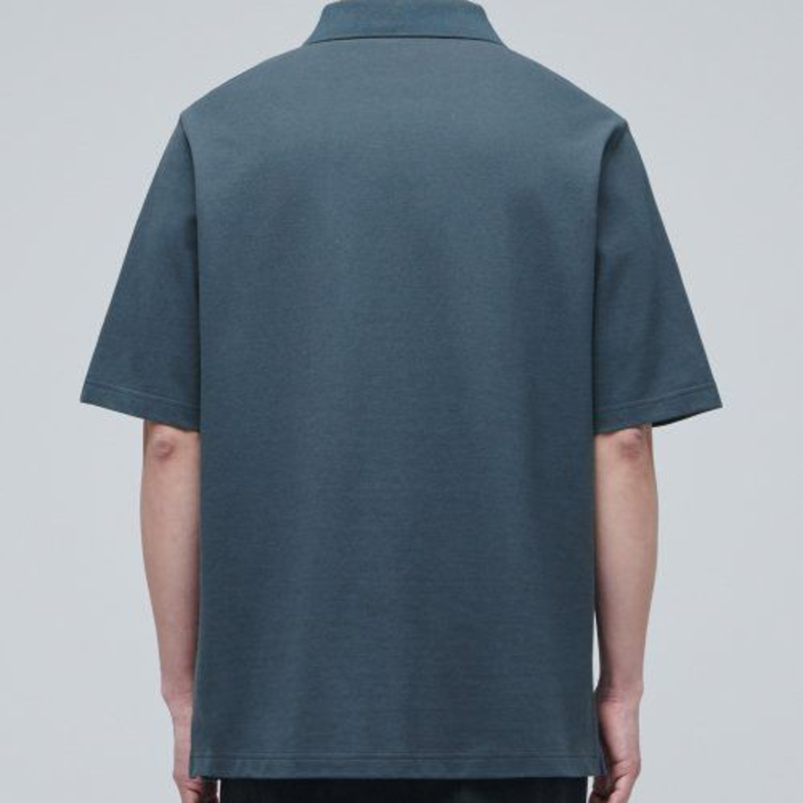 Slit Neck Piqué Polo Shirt [Turquoise]