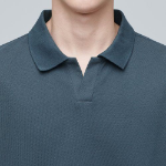 Slit Neck Piqué Polo Shirt [Turquoise]