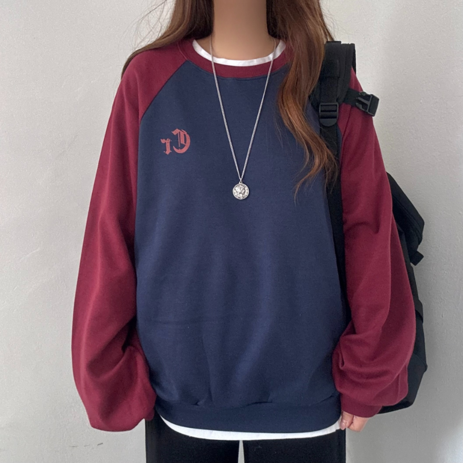 Lettering Contrast Sweatshirt T-shirt