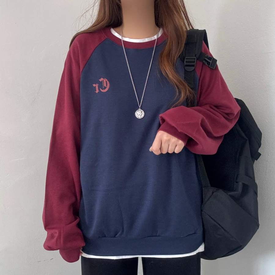 Lettering Contrast Sweatshirt T-shirt