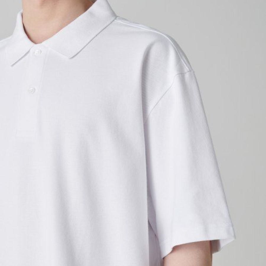 [Cooltandard] Oversize Piqué Polo Shirt [White]